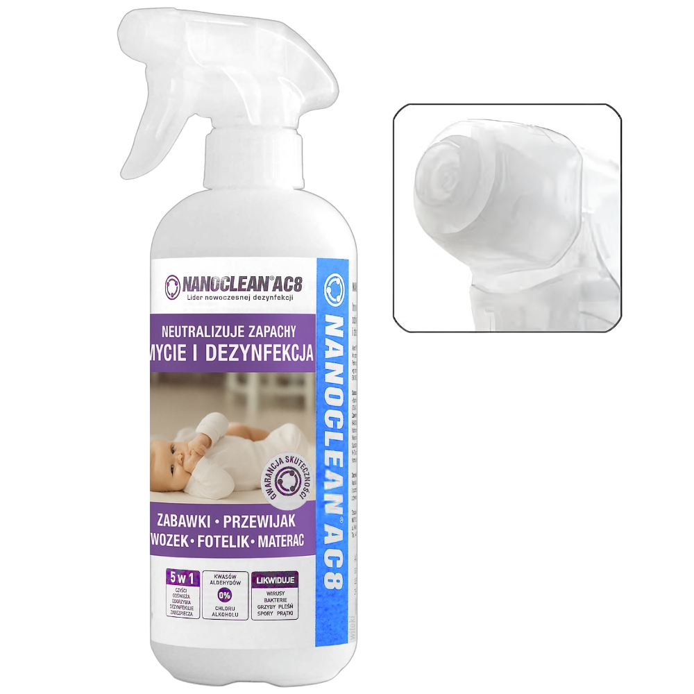 Płyn do dezynfekcji zabawek i akcesoriów dla niemowląt Nanoclean AC8 Home 490ml